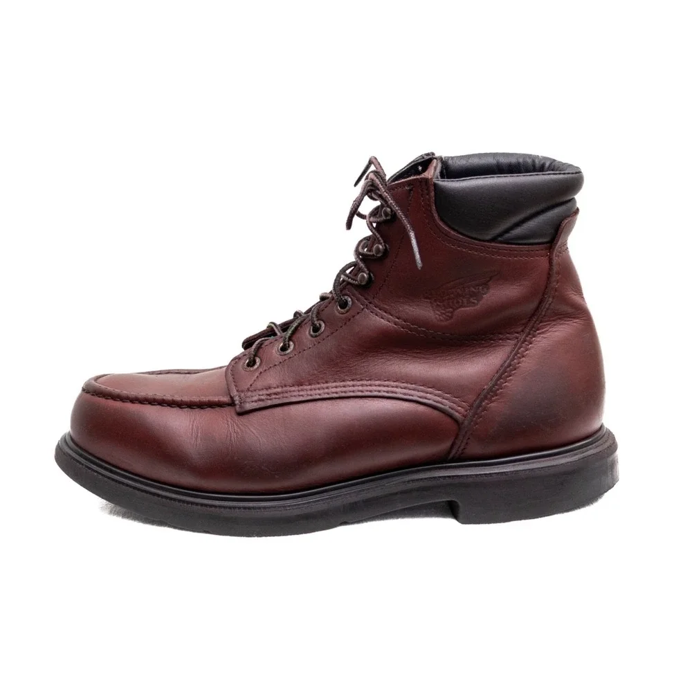 Red Wing Moc Toe Boots Burgundy 202 SUPERSOLE 6-INCH‎ SOFT TOE Men's US 10.5